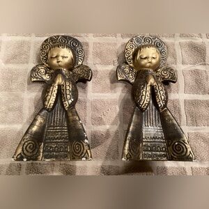 Vintage RB gold plasterware praying angels